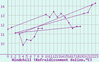 Courbe du refroidissement olien pour Bala