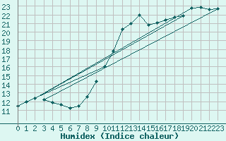 Courbe de l'humidex pour Wilhelminadorp Aws