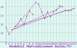 Courbe du refroidissement olien pour Plauen
