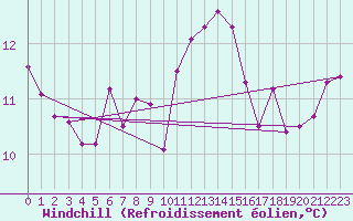 Courbe du refroidissement olien pour Machichaco Faro