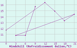 Courbe du refroidissement olien pour Kingisepp