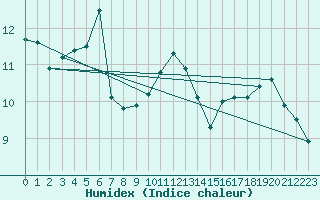 Courbe de l'humidex pour Cap Ferret (33)