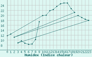 Courbe de l'humidex pour Puerto de San Isidro