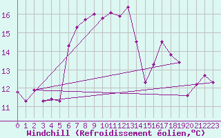 Courbe du refroidissement olien pour Machichaco Faro