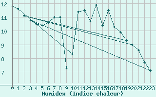 Courbe de l'humidex pour Offenbach Wetterpar