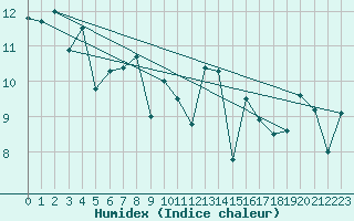 Courbe de l'humidex pour Cap Ferret (33)