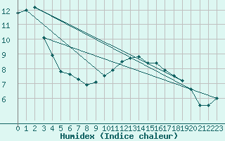Courbe de l'humidex pour Roches Point