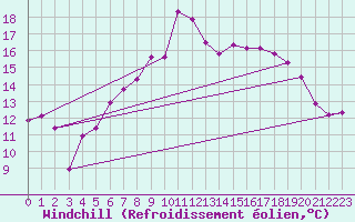 Courbe du refroidissement olien pour Preitenegg