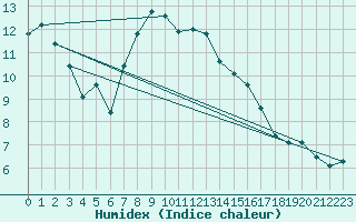 Courbe de l'humidex pour Fahy (Sw)