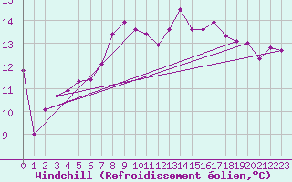 Courbe du refroidissement olien pour Malin Head