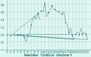 Courbe de l'humidex pour Vlieland