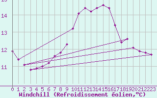 Courbe du refroidissement olien pour Bergen