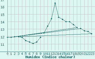 Courbe de l'humidex pour Wdenswil