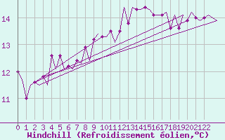 Courbe du refroidissement olien pour Porto / Pedras Rubras