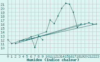 Courbe de l'humidex pour Tozeur