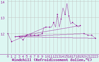 Courbe du refroidissement olien pour Gibraltar (UK)
