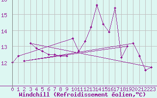 Courbe du refroidissement olien pour Le Talut - Belle-Ile (56)