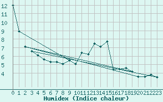 Courbe de l'humidex pour Pau (64)