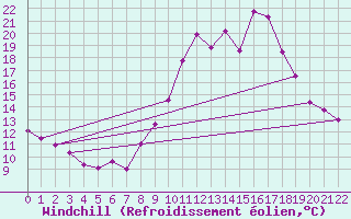 Courbe du refroidissement olien pour Argers (51)