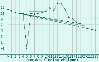 Courbe de l'humidex pour Zinnwald-Georgenfeld