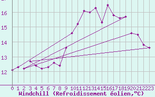 Courbe du refroidissement olien pour Pointe de Chassiron (17)