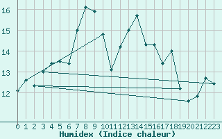 Courbe de l'humidex pour Feuerkogel