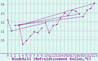 Courbe du refroidissement olien pour Palma De Mallorca