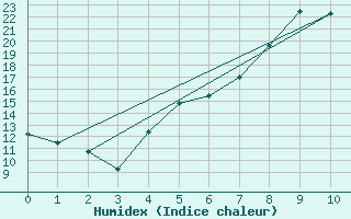 Courbe de l'humidex pour Schaafheim-Schlierba