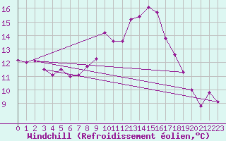 Courbe du refroidissement olien pour Ulm-Mhringen