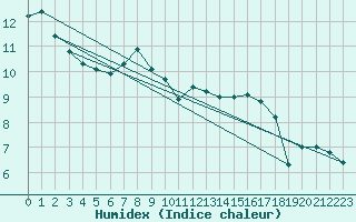 Courbe de l'humidex pour Jabbeke (Be)