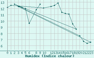 Courbe de l'humidex pour Fortun