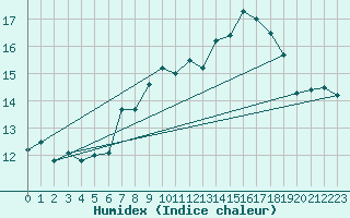 Courbe de l'humidex pour Weiden