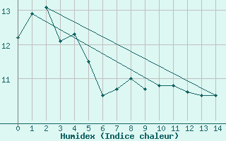 Courbe de l'humidex pour Hokitika Aerodrome Aws