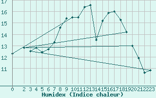 Courbe de l'humidex pour Wunsiedel Schonbrun