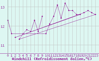 Courbe du refroidissement olien pour Wolfsegg