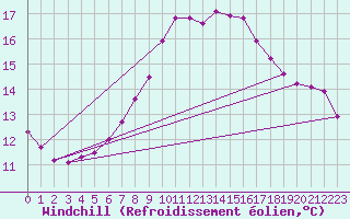 Courbe du refroidissement olien pour Bischofshofen