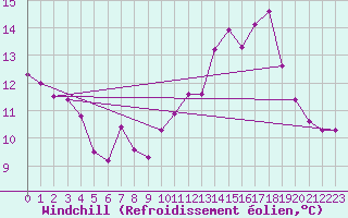 Courbe du refroidissement olien pour Albi (81)