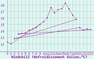 Courbe du refroidissement olien pour Roches Point