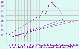 Courbe du refroidissement olien pour Bad Marienberg