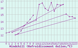 Courbe du refroidissement olien pour Ile de Groix (56)
