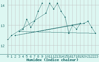 Courbe de l'humidex pour Puchberg