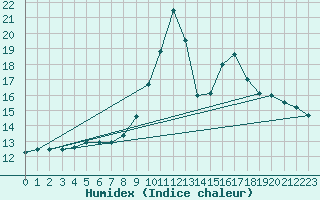 Courbe de l'humidex pour Salen-Reutenen