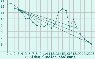 Courbe de l'humidex pour Tours (37)