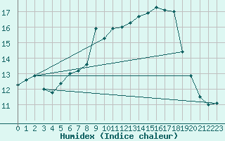 Courbe de l'humidex pour Seljelia