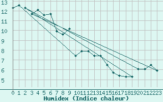 Courbe de l'humidex pour Feldberg-Schwarzwald (All)