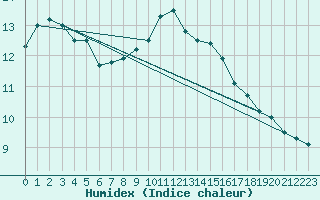 Courbe de l'humidex pour Larkhill