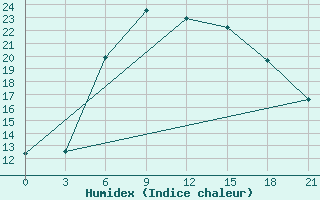 Courbe de l'humidex pour Roslavl