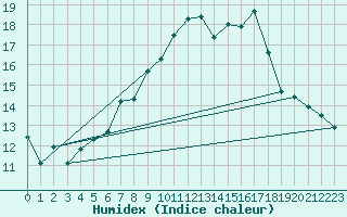 Courbe de l'humidex pour Roldalsfjellet