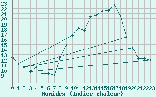 Courbe de l'humidex pour Muret (31)