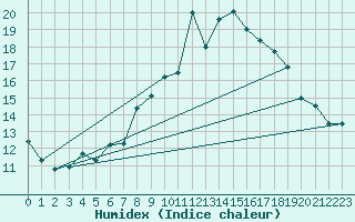 Courbe de l'humidex pour Skamdal